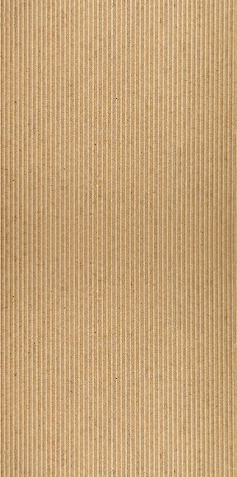 Close-up of vertically striped brown corrugated cardboard, a textured backdrop suggesting hand-packed care